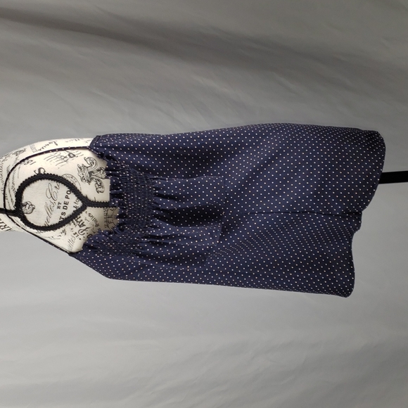 {Jella C} Cold Shoulder Going Out Top Polka Dot Navy - Picture 3 of 6